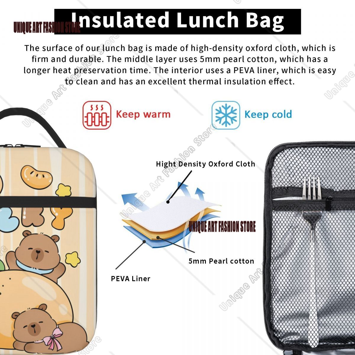 Cute Capybara Lucky Insulated  - đánh giá và giá Tote Bag Sublimation